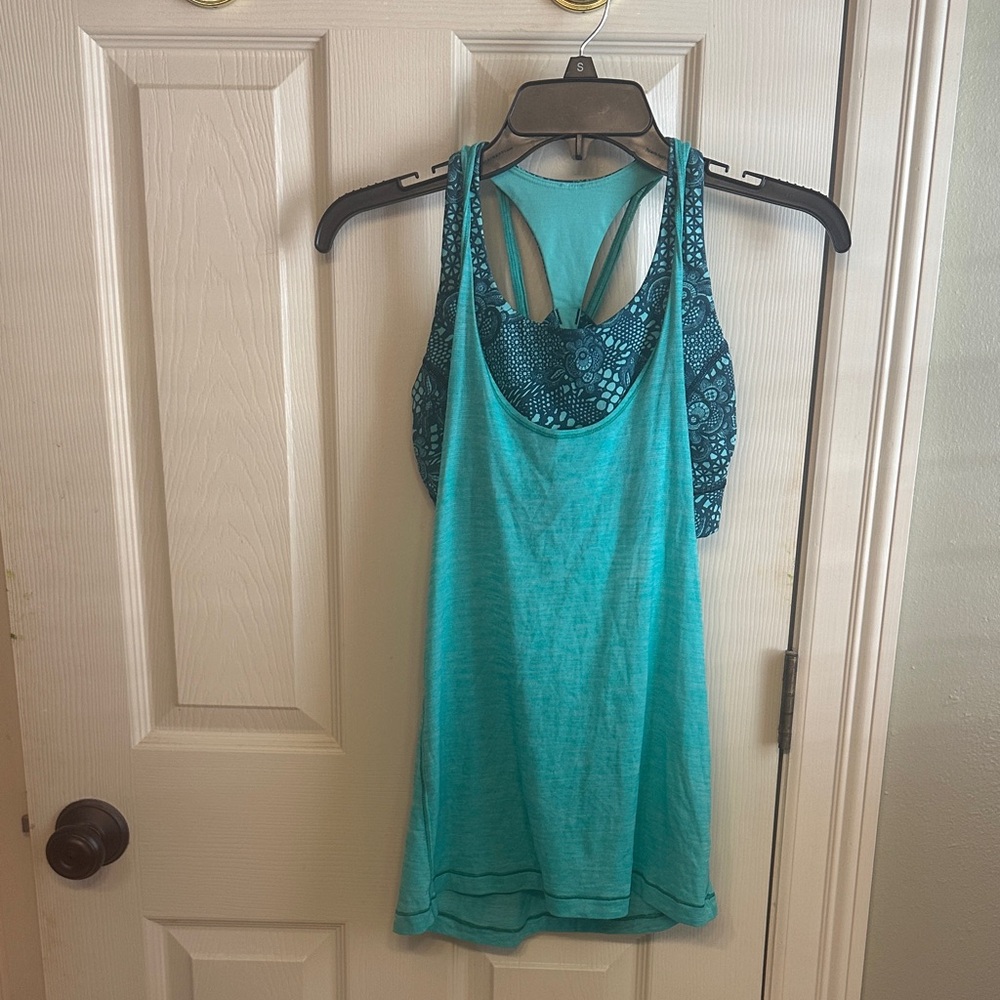 lululemon athletica Teal and Patterned Tank Top